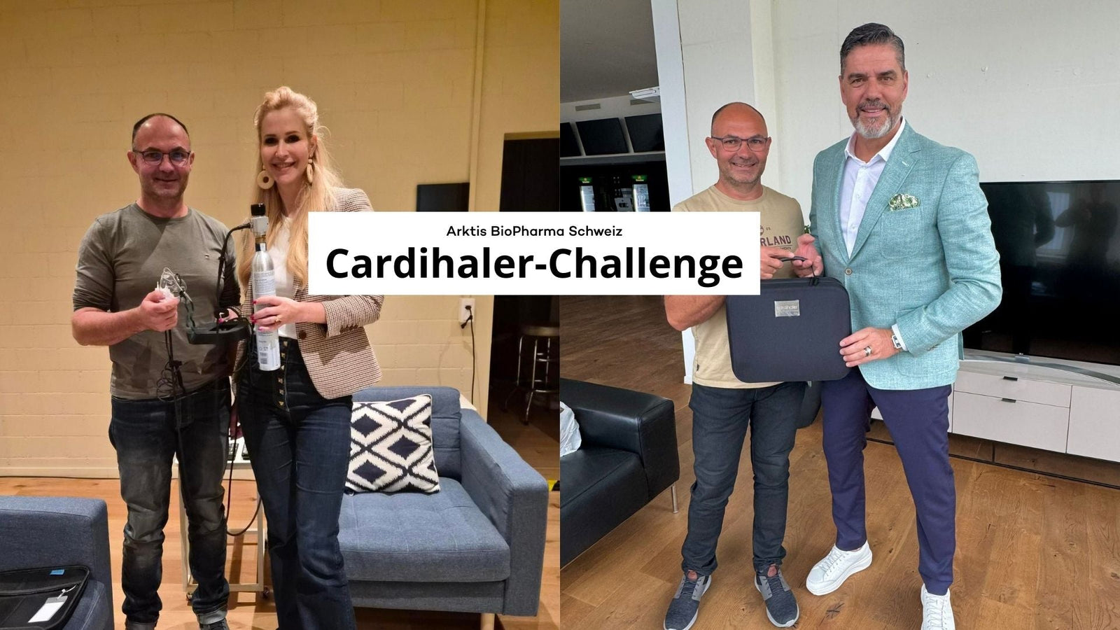 Roman Gruber mit Claudia Lässer und Pascal Zuberbühler – Cardihaler Challenge von Arktis BioPharma Schweiz