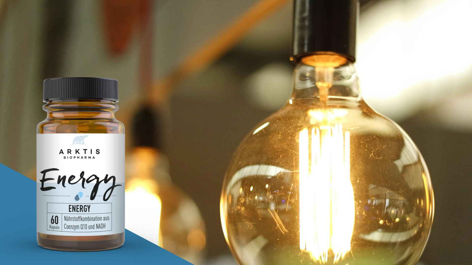 Lampe die das Produkt Energy beleuchtet