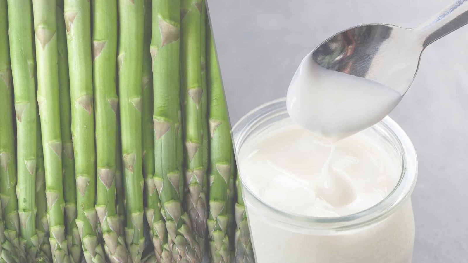 Links Spargel, rechts Joghurt