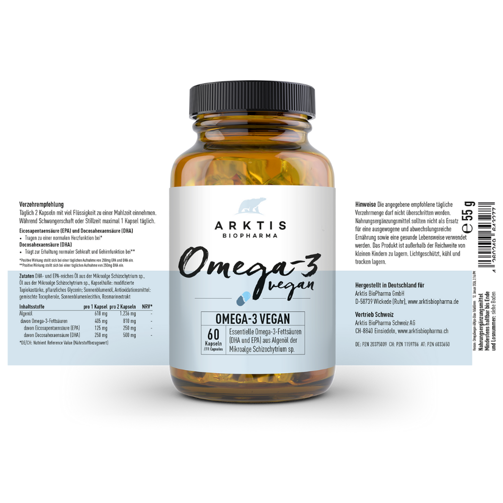 Omega-3 Vegan 60 gélules - DHA & EPA à partir d'huile d'algues